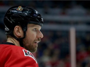 Senators defenceman Marc Methot during Saturday's home game against the Bruins. It was Methot's first game action since his finger was injured March 23. Tony Caldwell/Postmedia