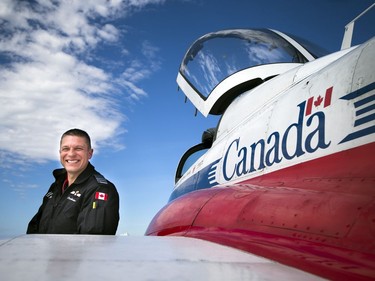 Snowbird 11 Co-ordinator: Captain Paul Faulkner after he took Postmedia photographer for a flight Saturday April 29, 2017. The Snowbirds are in the Ottawa Gatineau region for the Aero150 air show being held at the Gatineau Ottawa Executive Airport.  Ashley Fraser/Postmedia