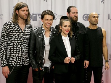 The band July Talk after performing at the Juno Awards held on Sunday at the Canadian Tire Centre.