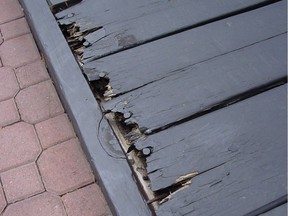 The ends of these cedar deck boards began rotting before anywhere else because the ends were touching neighbouring wood. Leave a gap for drainage and wood lasts longer.