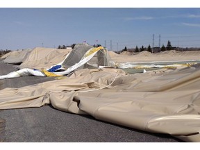 The inflatable dome at Ben Franklin Park deflated unexpectedly on Monday, April 10.   Photos: Twitter account M.A.