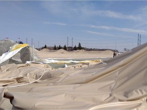 The inflatable dome at Ben Franklin Park deflated unexpectedly on Monday,.