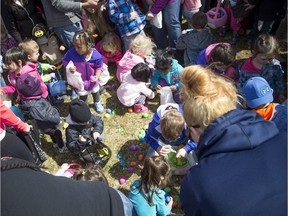 The Ottawa Egg Drop took place in the fields at the Canada Aviation and Space Museum Saturday April 15, 2017.   Ashley Fraser/Postmedia