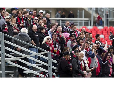 The Ottawa Fury FC supporters cheer as the team hosts the Toronto FC II.