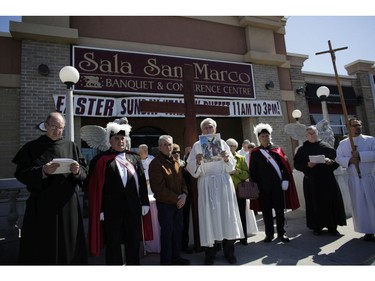 The Sixth Station of the Cross at Sala San Marco. Parishioners from St. Anthony's church performed the Way of the Cross during Good Friday in Little Italy on April 14, 2017.