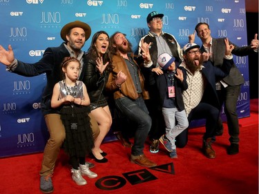 The Strumbellas pose as musical talent take to the red carpet at the Juno Awards held on Sunday at the Canadian Tire Centre.