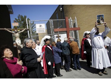 The Thirteenth Station of the Cross at St. Anthony's Children's Centre. Parishioners from St. Anthony's church performed the Way of the Cross during Good Friday in Little Italy on April 14, 2017.