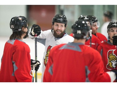 Zack Smith is all smiles as the Ottawa Senators practice at the Bell Sensplex in advance of their next NHL playoff game against the Boston Bruins on Saturday. The Bruins are up 1-0 in a best of seven series.