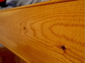 This smoothly finished piece of spruce has the kind of birdseye grain pattern that's normally found on maple. It began as a construction-grade plank.