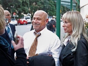 In this May 2, 2017, file photo, music composer Jeff Bass leaves a courtroom in Wellington, New Zealand. Bass, who composed the opening guitar riff for Eminem&#039;s song &ampquot;Lose Yourself,&ampquot; was testifying in a copyright case. A two-week trial that ended Friday, May 12, 2017, at the High Court in Wellington in the case in which music publishers for Eminem are suing New Zealand&#039;s ruling conservative political party for copyright infringement. The judge may not rule for months. (AP Photo/Nick Perry, File)