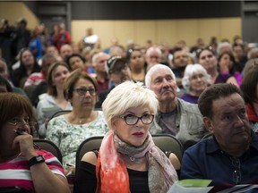 A briefing on the Quebec government's plan for financial assistance took place at Polyvalente Nicolas-Gatineau on Wednesday May 10, 2017. Pierette Quesnel owns a beauty salon on St-Louis Street, which was evacuated early in the flood.