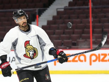 Chris Kelly of the Ottawa Senators during morning practice at Canadian Tire Centre in Ottawa, May 12, 2017.