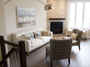 The living room of the Zinnia townhome which is currently available for quick occupancy in Findlay by the Park.