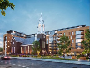 Photo Credit- ModBox Inc.  Artist's concept:  Marché St. Charles Market features beautiful horizontal homes that wrap around the former St. Charles Church.