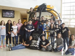 Grade 6 students from  Pittsburgh's Aquinas Academy took a tour of the PPG Paints Arena on Friday, when some tried to work their mojo in the visitors' dressing room.