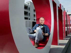 Guy Laflamme, executive director of Ottawa 2017, poses at selfie central in Inspiration Village on York Street in the ByWard Market.