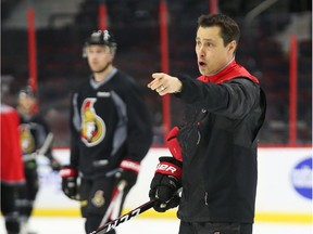 Head Coach Guy Boucher of the Ottawa Senators during morning practice at Canadian Tire Centre in Ottawa, May 12, 2017.
