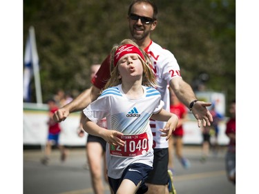 Isaac Charron coming in to the finish line of the 2K race.