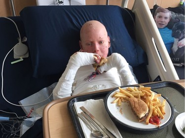 Jonathan Pitre enjoying a burger and fries after a rough stretch.