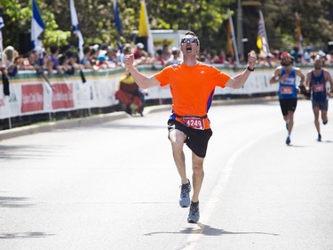 Kevin Parent was very excited as he was getting close to the finish line of the marathon Sunday May 28, 2017 at the Tamarack Ottawa Race Weekend.
