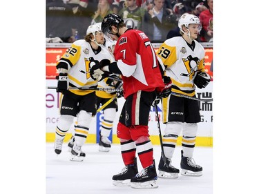 Kyle Turris heads to the dressing room at the end of the game.