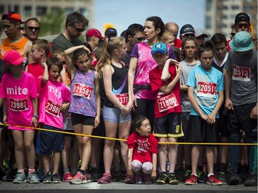 Lican-Marie Leduc (centre) was getting ready to run the 2K race at Tamarack Ottawa Race Weekend.