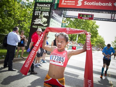 Mary Joy Tabal was the top female finisher in the half marathon Sunday May 28, 2017 at the Tamarack Ottawa Race Weekend.