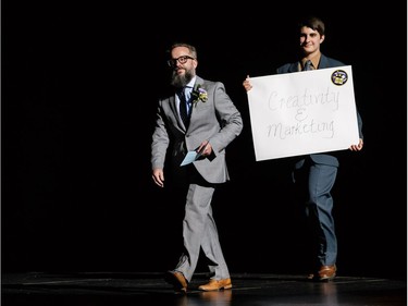 Matthew Estabrooks, Cappies Auditor, WLG brings along a giant winner's envelope, during the annual Cappies Gala awards, held at the National Arts Centre, on May 28, 2017, in Ottawa, Ont.