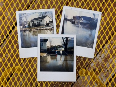 Water is starting to drop around Rue Saint-Louis in Gatineau Tuesday May 9, 2017. Home owners around the Gatineau area can only wait until the water goes away before the clean up can begin. Marelyn Gosselin was shocked to see how much water was in her dad's house on Rue St-Francois-Xavier Tuesday. Photos of Marelyn and her sister Isabelle fishing on their street during a flood 22 years ago.