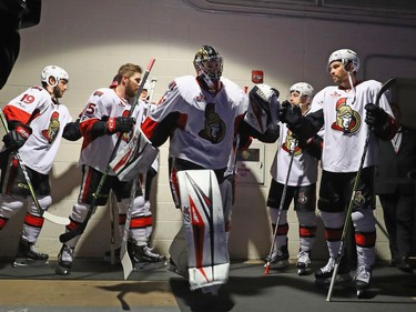 NEW YORK, NY - MAY 02: Craig Anderson #41 of the Ottawa Senators walks out for warm-ups prior to the game against the New York Rangers in Game Three of the Eastern Conference Second Round during the 2017 NHL Stanley Cup Playoffs at Madison Square Garden on May 2, 2017 in New York City.