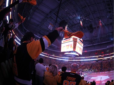 Pittsburgh Penguins fans cheer prior to Game 1 at the PPG Paints Arena.