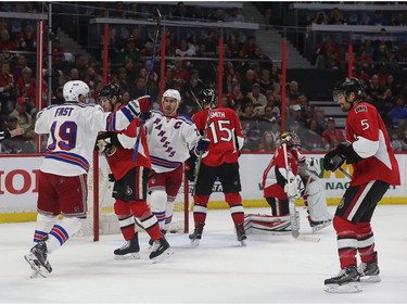New York Rangers captain Ryan McDonagh celebrates his second-period goal.