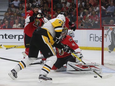 The Ottawa Senators taking on the Pittsburgh Penguins during game six of the eastern conference finals at the Canadian Tire Centre in Ottawa Tuesday May 23, 2017. Ottawa Senators goalie Craig Anderson watches as Evgeni Malkin from the Penguins scores during second period action Tuesday night in Ottawa. Tony Caldwell