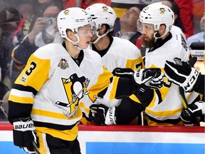 The banged up Pittsburgh Penguins blue-line contributed to the offence in Game 4, with Olli Maatta, above, and Brian Dumoulin both scoring in a 3-2 win.
