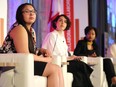 Reina Foster, left, spoke Tuesday during a panel at the Global Adolescent Health Conference at the Chateau Laurier.