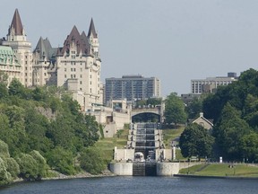 The Ottawa locks at the base of the Rideau Canal.