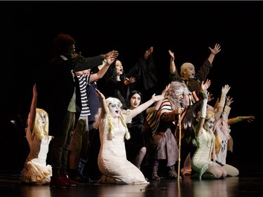 Students perform an excerpt from The Addams Family, Woodroffe High School, during the annual Cappies Gala awards, held at the National Arts Centre, on May 28, 2017, in Ottawa, Ont.