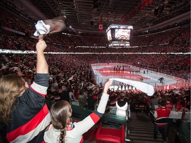 The scene inside the Canadian Tire Centre just before Game 4.