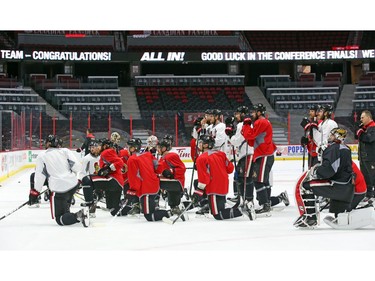 The Ottawa Senators during morning practice at Canadian Tire Centre in Ottawa, May 12, 2017.