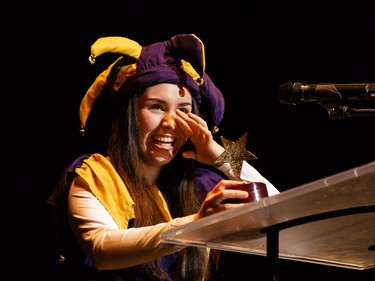 The winner for Comic Actress in a Musical: Maria Garcia, Colonel By Secondary School, Once Upon a Mattress, accepts their award, during the annual Cappies Gala awards, held at the National Arts Centre, on May 28, 2017, in Ottawa, Ont.