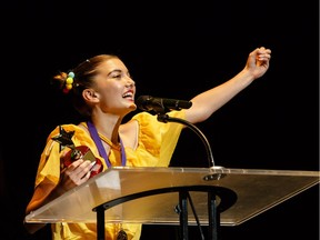 The winner for Comic Actress in a Play: Olivia Gault, Cairine Wilson Secondary School, The Brothers Grimm Spectaculathon.