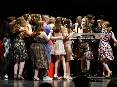 The winner for Critics' Favorite Musical: In The Heights, Philemon Wright High School, accept(s) their award, during the annual Cappies Gala awards, held at the National Arts Centre, on May 28, 2017, in Ottawa, Ont.