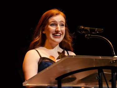 The winner for Lead Actress in a Play: Emily White, Holy Trinity Catholic High School, Anne of Green Gables, accepts their award, during the annual Cappies Gala awards, held at the National Arts Centre, on May 28, 2017, in Ottawa, Ont.