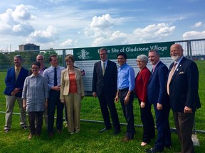 The group at the Gladstone Village announcement included Claude Lloyd, member of the OCH board, Somerset ward Coun. Catherine McKenney, Kitchissippi ward Coun. Jeff Leiper, Rideau-Vanier ward Coun. and chair the Ottawa Community Housing board Mathieu Fleury, Linda Savard, president of CEPEO, Ottawa Mayor Jim Watson, Ontario MPP Yasir Naqvi, Edith Dumont, CEPEO director of education, Coun. Mark Taylor and Wayne French, chair of the OCH Foundation.