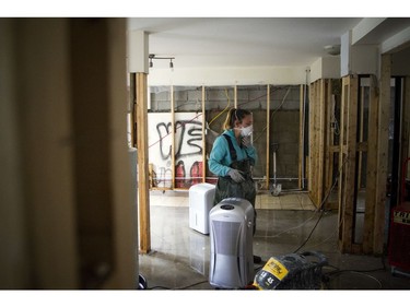 Water levels in Gatineau have started to come down in the flooding but major damage is starting to show Saturday May 13, 2017. Myriam Talbot works at a Gatineau rental property she owns with Jean-Francois Hebert. They were told they will have no funding for the rebuild.