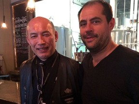 Dr. Don Chow, MD, FRCSC and Chris Phillips, Big Rig Brewery at the official launch of the 2017 TELUS Ride For Dad, held April 27 at Kanata’s Big Rig Brewery.