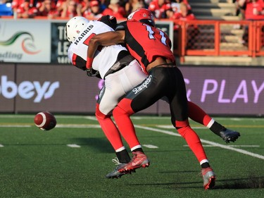 Postmedia Calgary

Ottawa Redblacks quarterback is sacked by the Calgary Stampeders Joshua Bell during the first half of CFL action against the Calgary Stampeders at McMahon Stadium in Calgary on Thursday June 29, 2017. Gavin Young/Postmedia Network
Gavin Young, Gavin Young