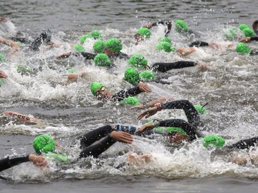 Triathletes take part in the Ottawa International Triathlon in Ottawa on Saturday, June 17, 2017