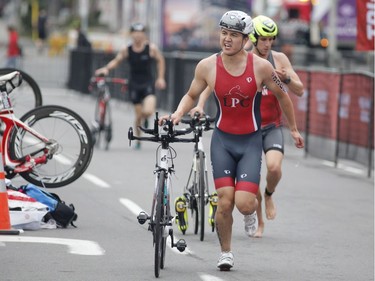 Triathletes take part in the Ottawa International Triathlon in Ottawa on Saturday, June 17, 2017.