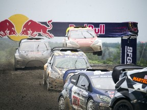 For the first time the Red Bull Global Rallycross made a Canadian stop over the weekend at the Canada Aviation and Space Museum. A pile of racers all made their way over the jump very closely Sunday June 18, 2017.   Ashley Fraser/Postmedia
Ashley Fraser, Postmedia